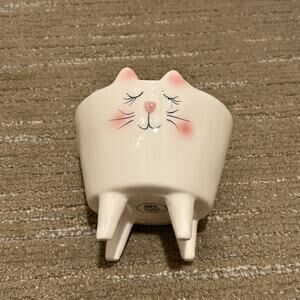 Pink and White Dolomite Cat Bowl/Planter 6.5